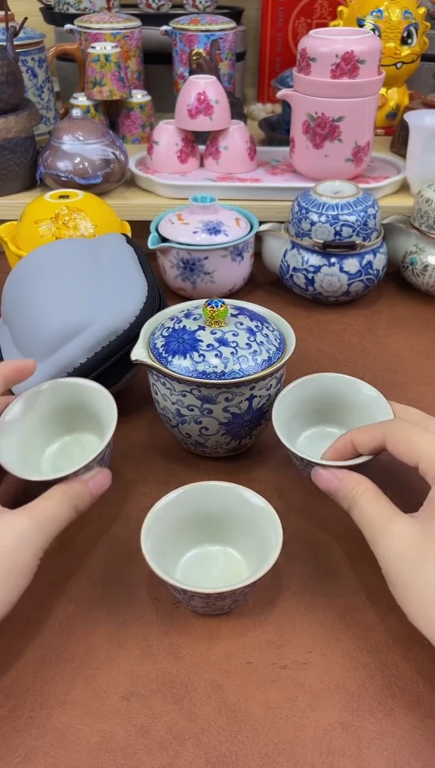 陶瓷茶具摆件旅行套组