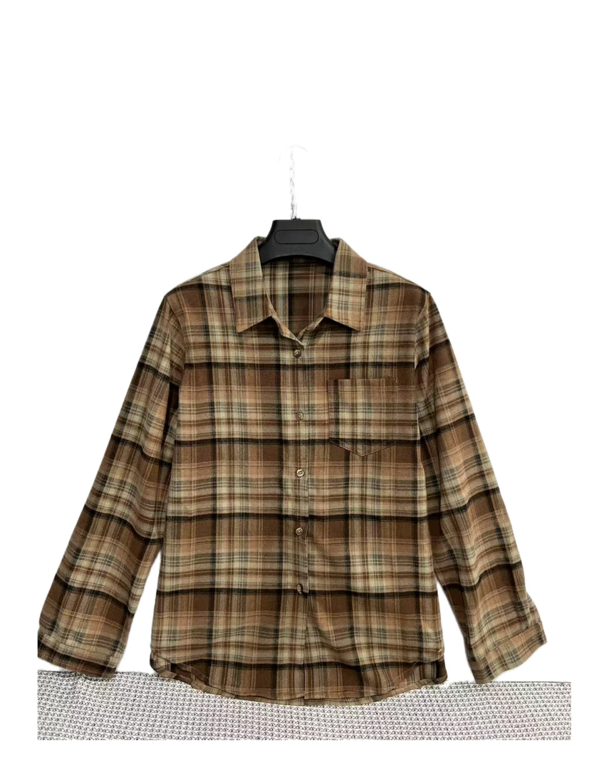 7692  格子  气质  高级感  慵懒风  休闲  衬衫