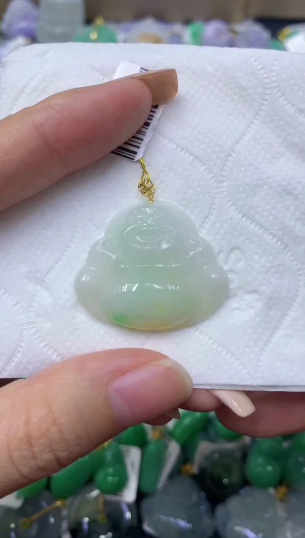 颈饰18K金镶嵌翡翠天然缅甸翡翠A货