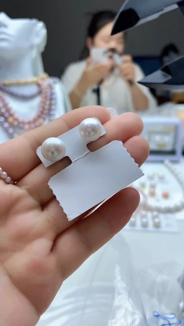 未镶嵌淡水珍珠耳饰卡11+  白色素钉