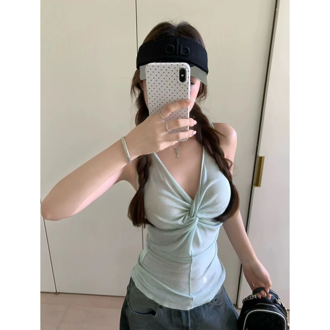 扭结辣妈设计感蕾丝修身背心女    80880