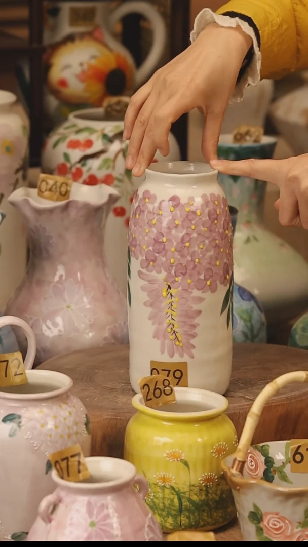 陶瓷景德镇设计师手作花器摆件侘寂风@M079@