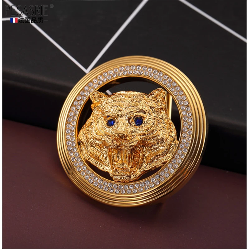 休闲时尚男士平滑扣腰带头虎头狼头个性青年皮带扣高档礼物轻奢