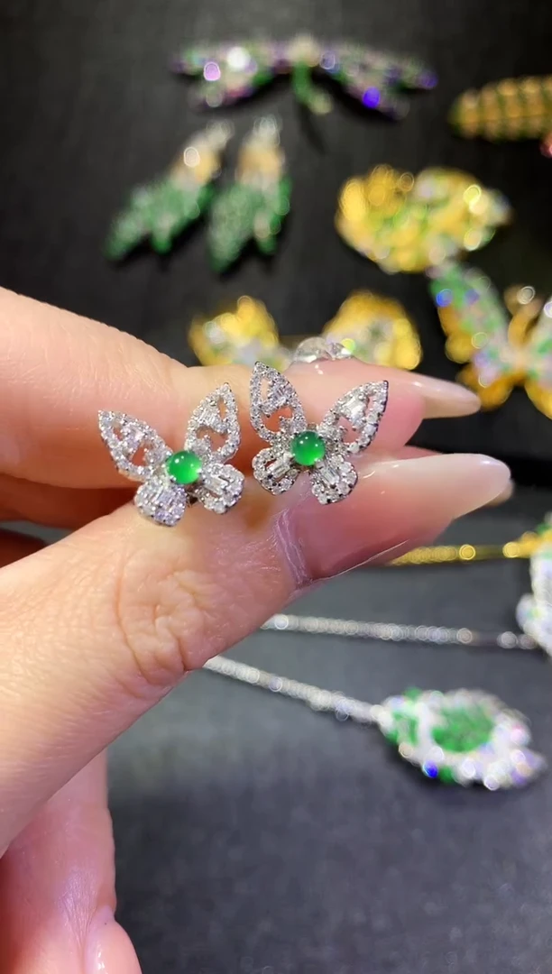 【闪购商品】翡翠耳饰银S925镶嵌161耳饰（多样性发货一件