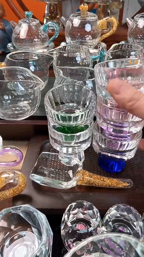 【闪购商品】玺宴水晶竖纹杯蓝色紫罗兰粉色透明绿色