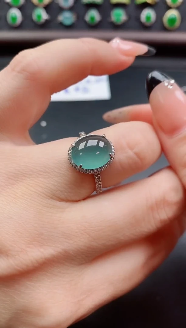 银S925镶嵌戒指翡翠1