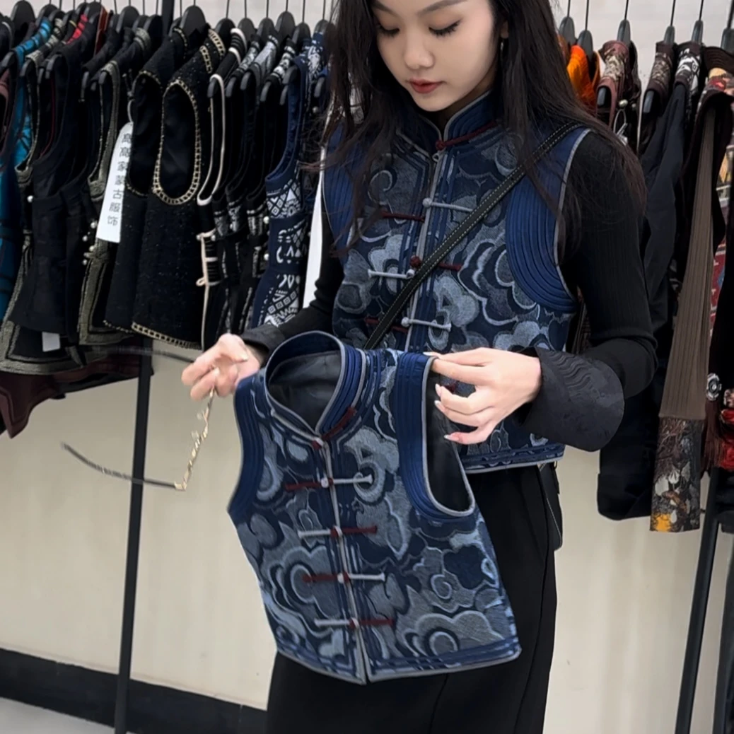 【卓日雅】8847新款立领亲子款牛仔对襟马甲