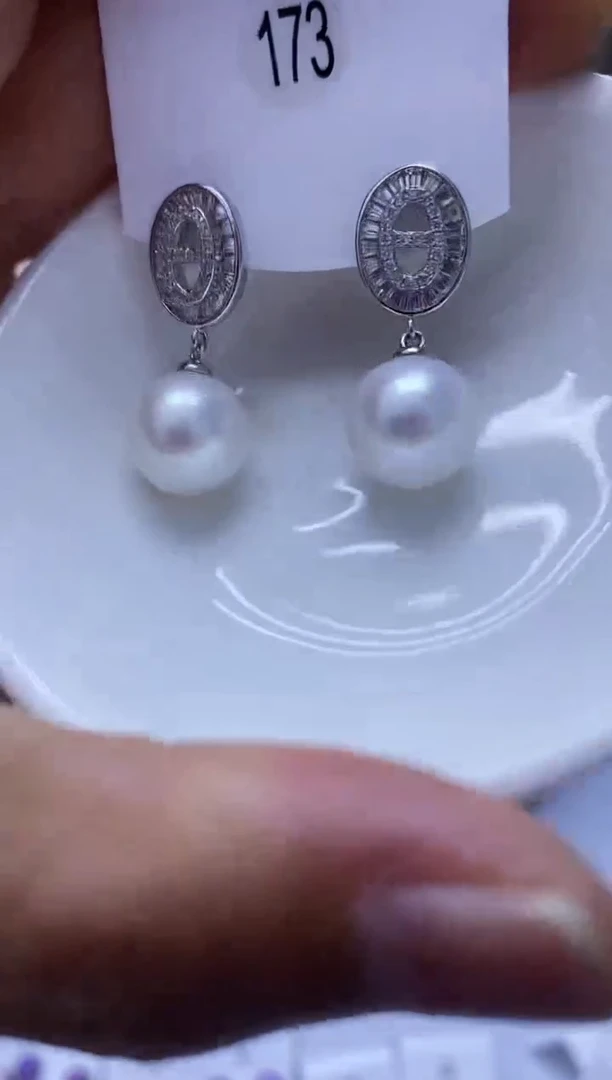 银S925镶嵌耳饰淡水珍珠173