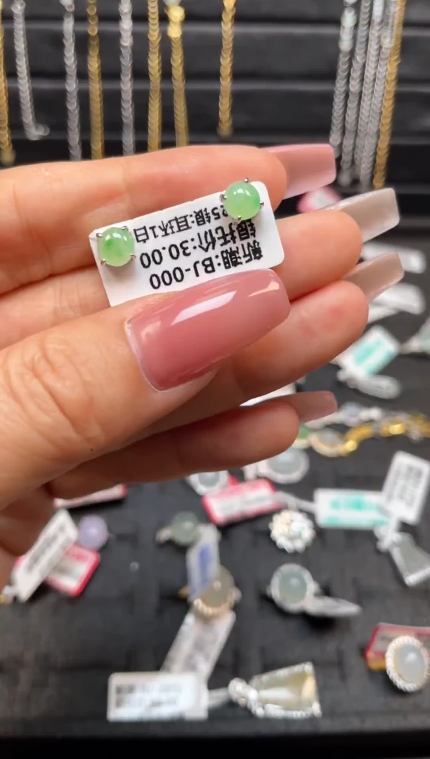 银S925镶嵌戒指翡翠天然翡翠A货