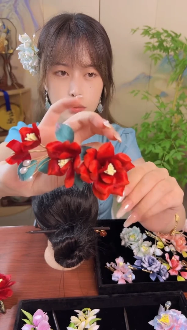 织绣纯手工非遗手工绒花