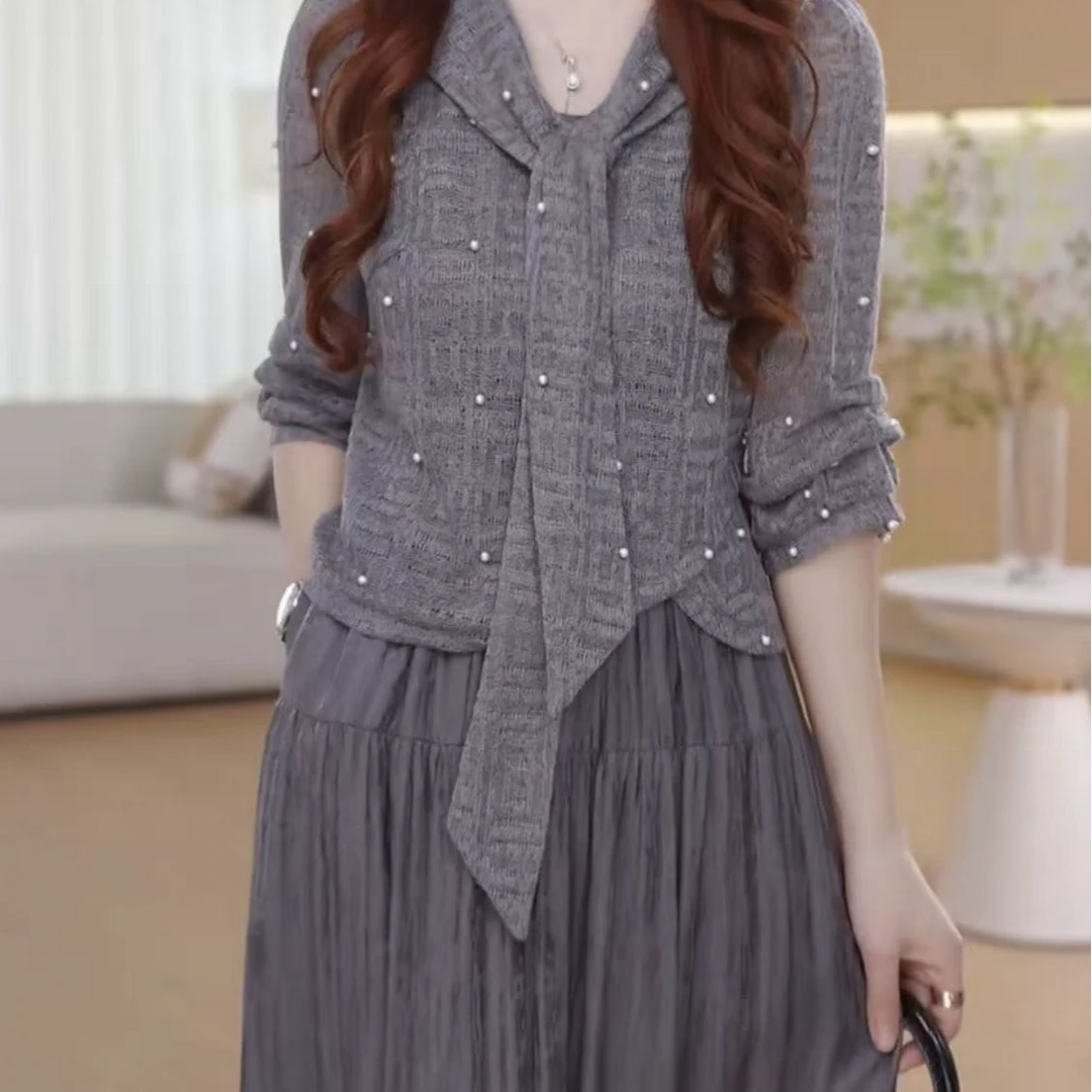 【两件套】早秋新款时尚修身休闲洋气气质显瘦减龄宽松连衣裙套装