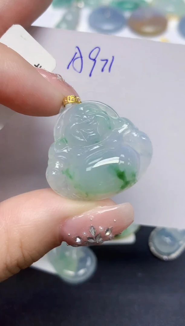 颈饰18K金镶嵌翡翠天然缅甸翡翠A货翡翠百元以上9元证书费自理