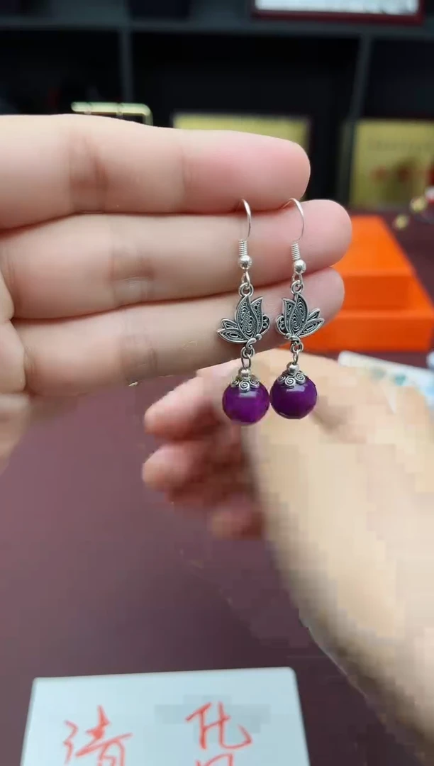 玛瑙/玉髓耳饰银S925镶嵌106000