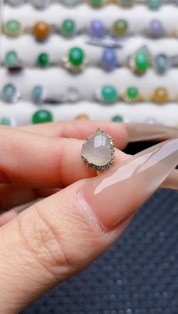 银S925镶嵌戒指翡翠3716