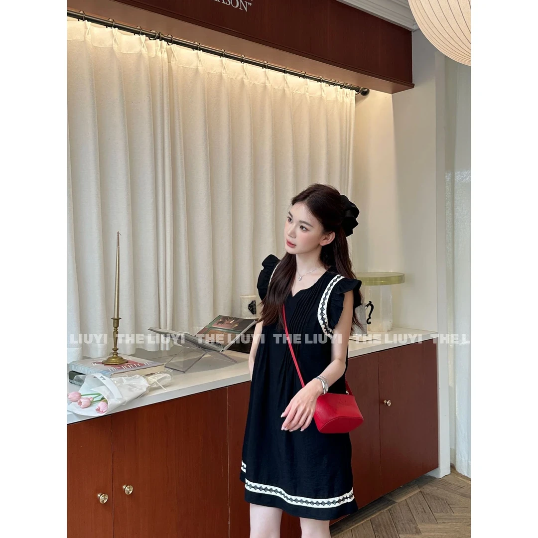 仲夏物语~夏季减龄荷叶边小飞袖连衣裙女时尚气质显瘦氛围感裙子
