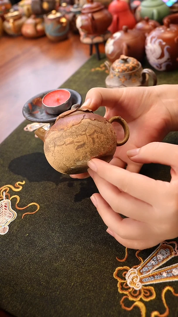 茶壶紫砂柴烧石榴壶