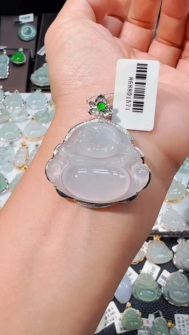 吊坠(不含链)18K金镶嵌翡翠佛公吊坠1571