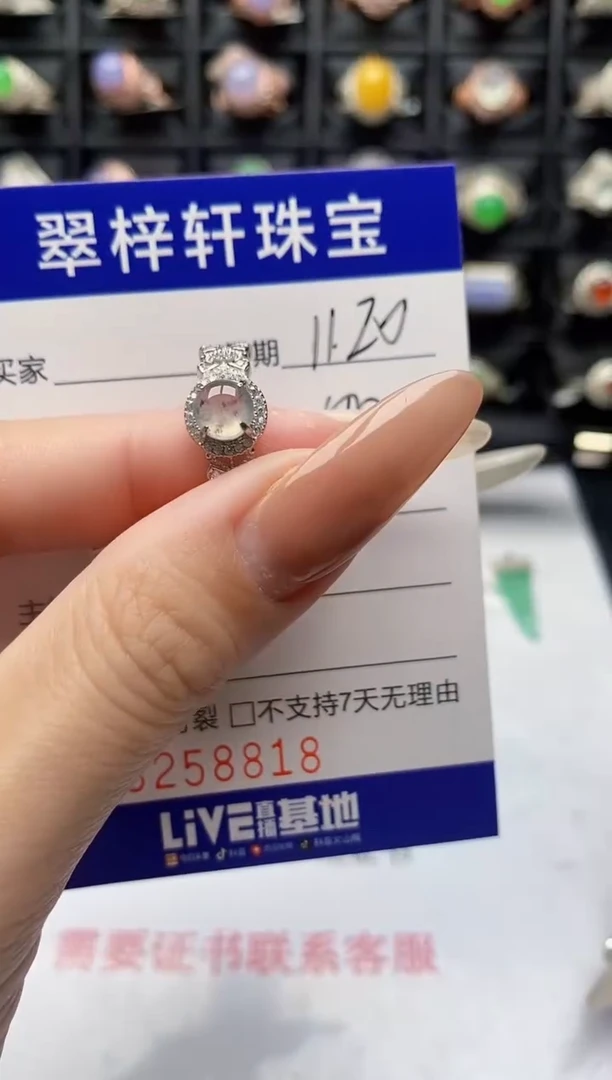 银S925镶嵌戒指翡翠8818