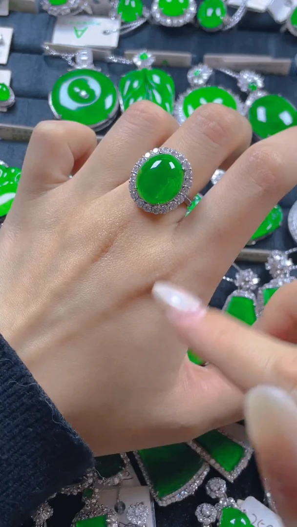 银S925镶嵌戒指翡翠11