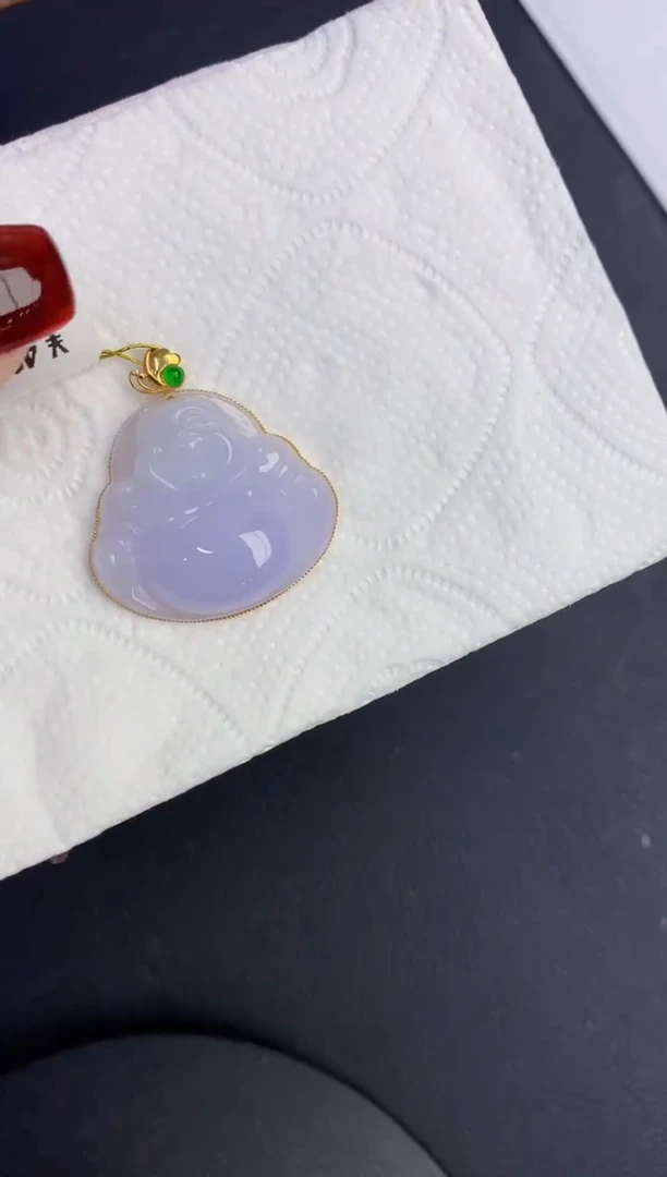 颈饰18K金镶嵌翡翠缅甸天然翡翠A货