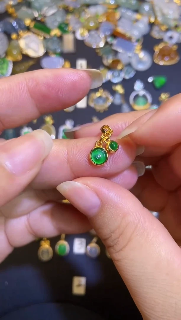 翡翠银S925镶嵌吊坠(不含链)1