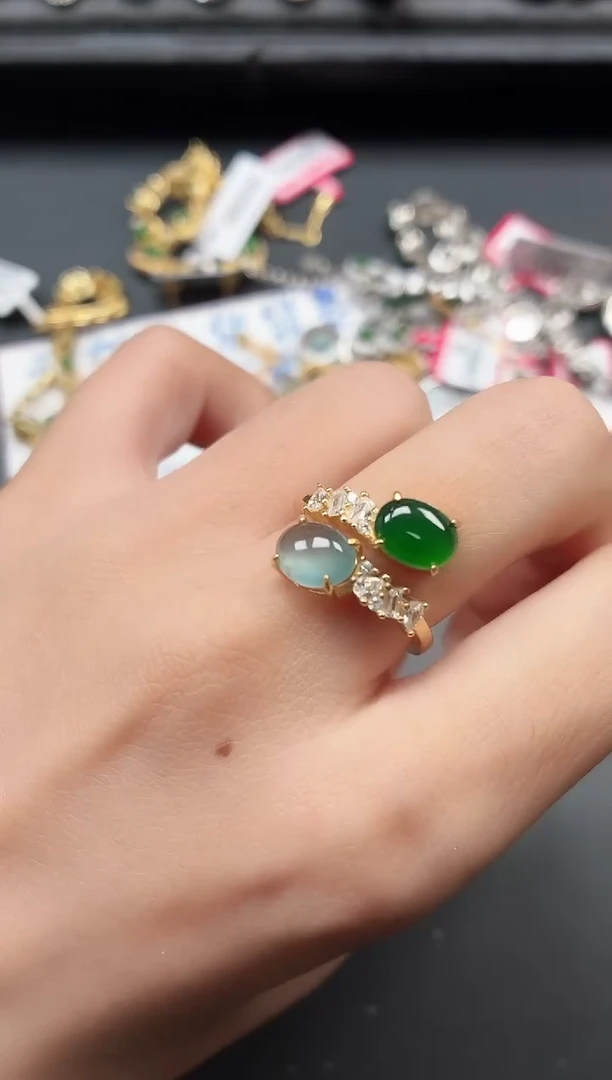 银S925镶嵌戒指翡翠11