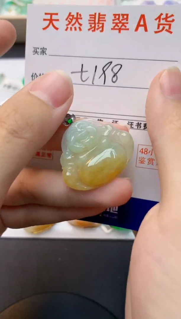 颈饰18K金镶嵌翡翠天然缅甸A货翡翠百元以上9元证书费自理