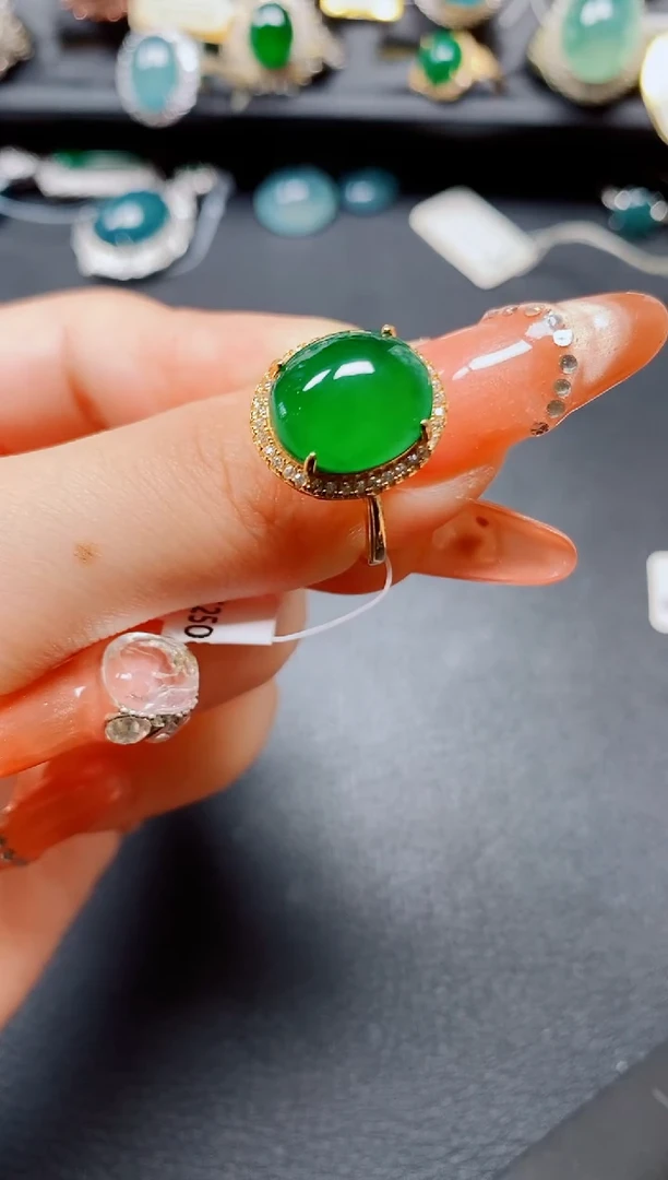 翡翠戒指银S925镶嵌翡翠