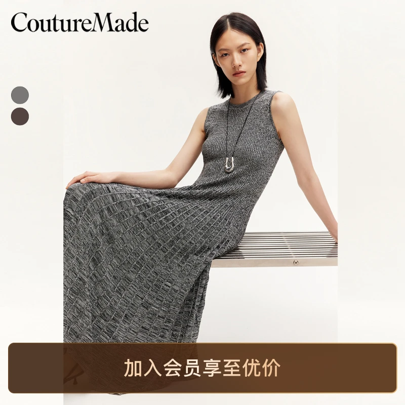 Vero Moda连衣裙早秋新款圆领无袖背心长裙优雅轻奢高级感女装