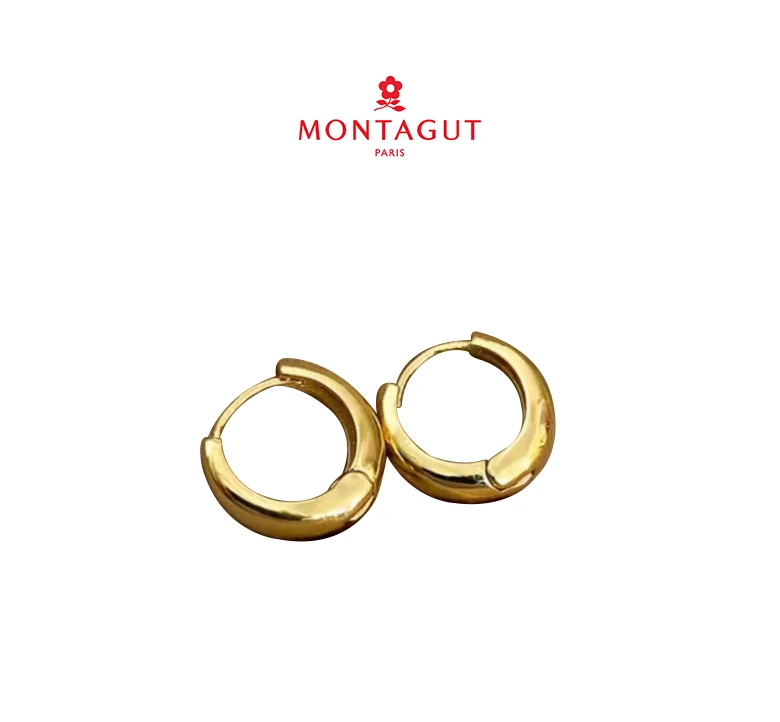 Montagut/梦特娇 铜合金耳饰 素圈极简耳环女高级感光面耳钉DD