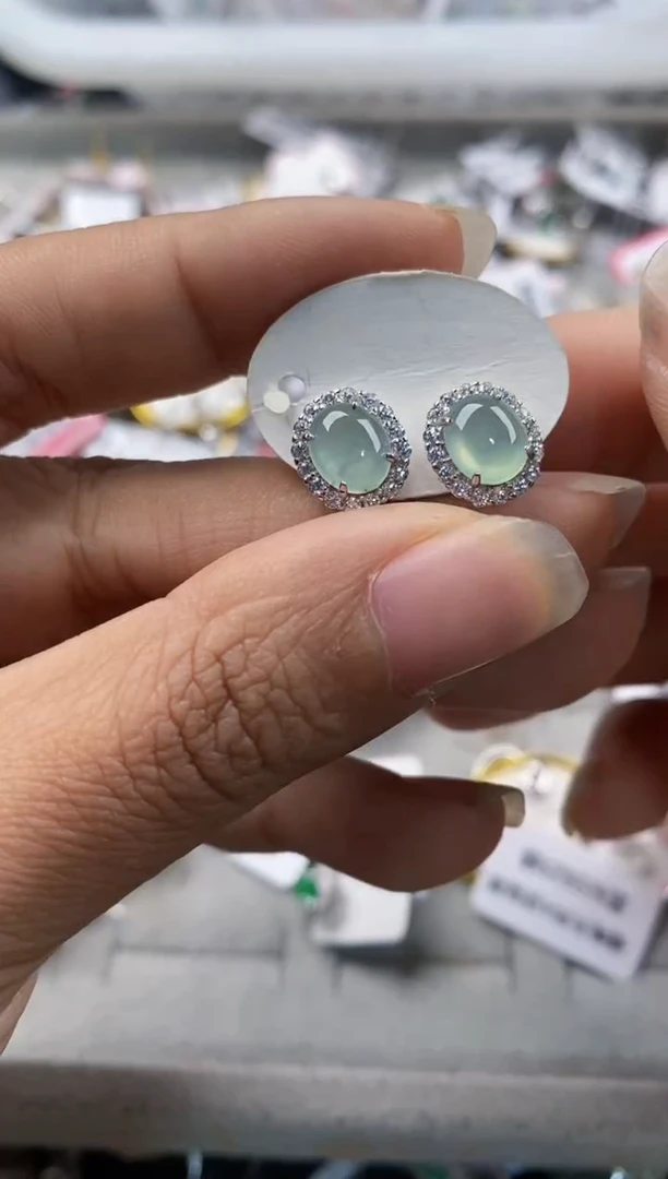 银S925镶嵌戒指翡翠555---7