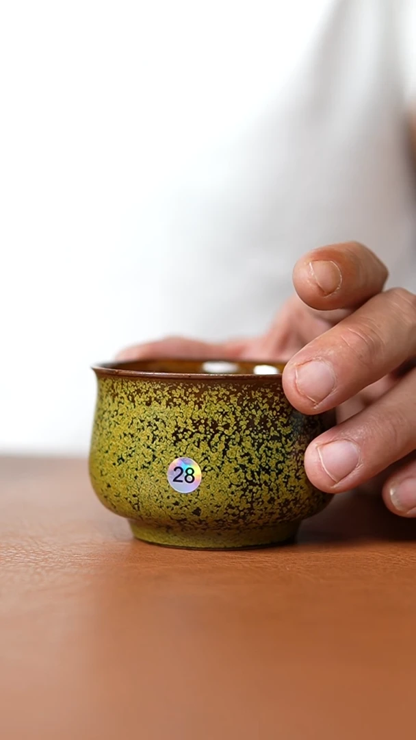 瓷片茶叶沫黑金釉纯手工薄胎望月杯一级