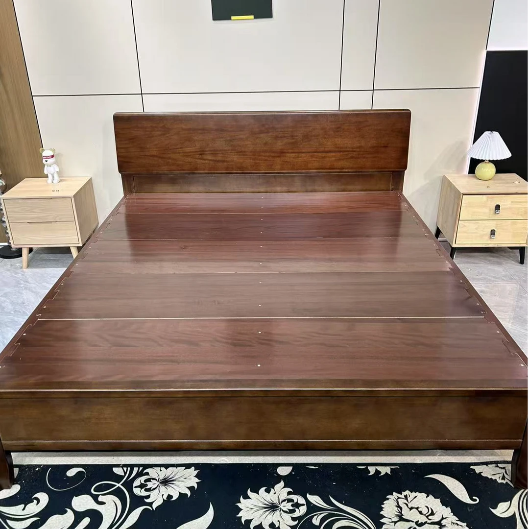 胡桃木全实木大床1.8新中式简约轻奢卧室家具胡桃色实木床