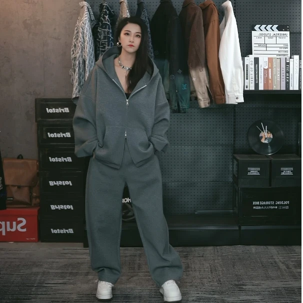 【一琳】sonAmooA星闪闪灰色套装运动休闲男女情侣D18511K11