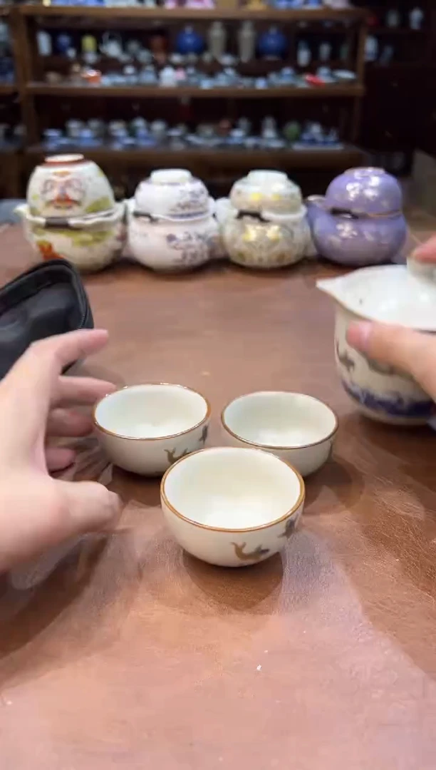 真的很便宜超好看会开片的旅行茶具