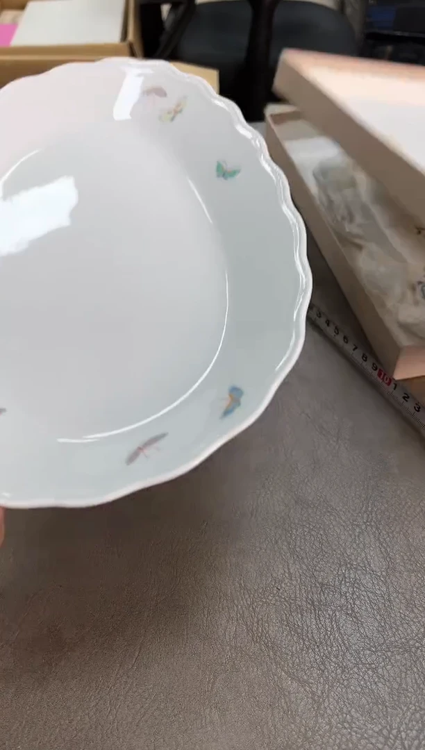 深川制蝴蝶椭圆大钵全新