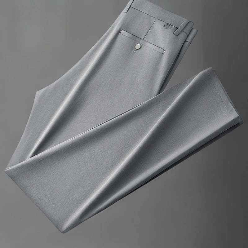 【高级感】冰丝抗皱休闲裤男2025春夏季新款直筒裤弹力商务男裤