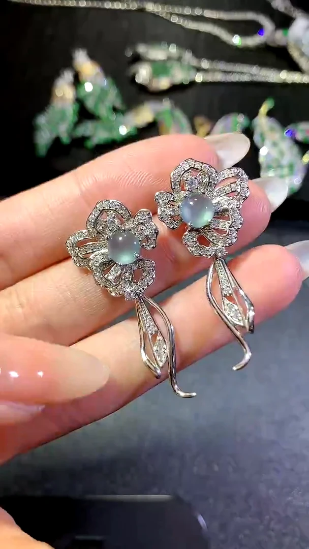 【闪购商品】翡翠耳饰银S925镶嵌143耳饰（多样性发货一件