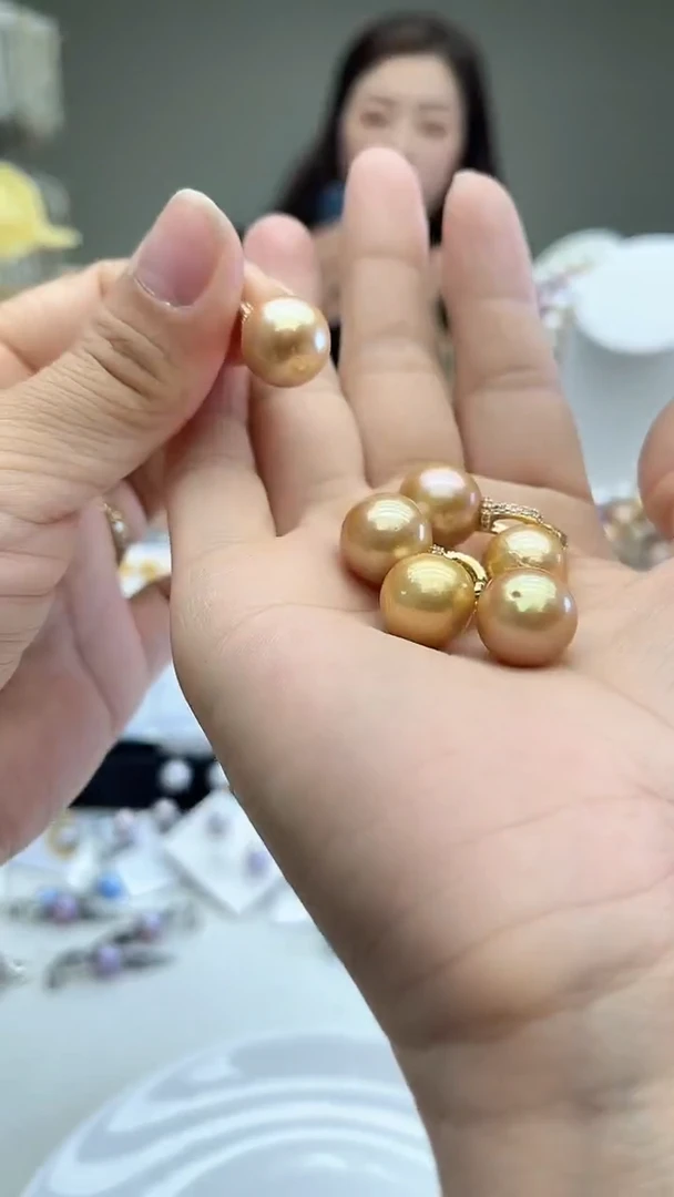 未镶嵌吊坠淡水珍珠13mm黄色系吊坠