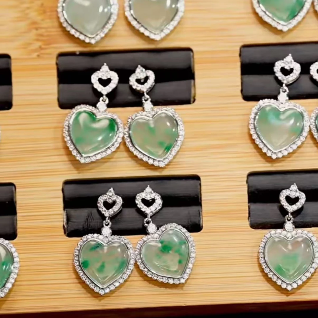 【逍遥】非洲翠爱心耳饰*333/0614/多样性发/1对