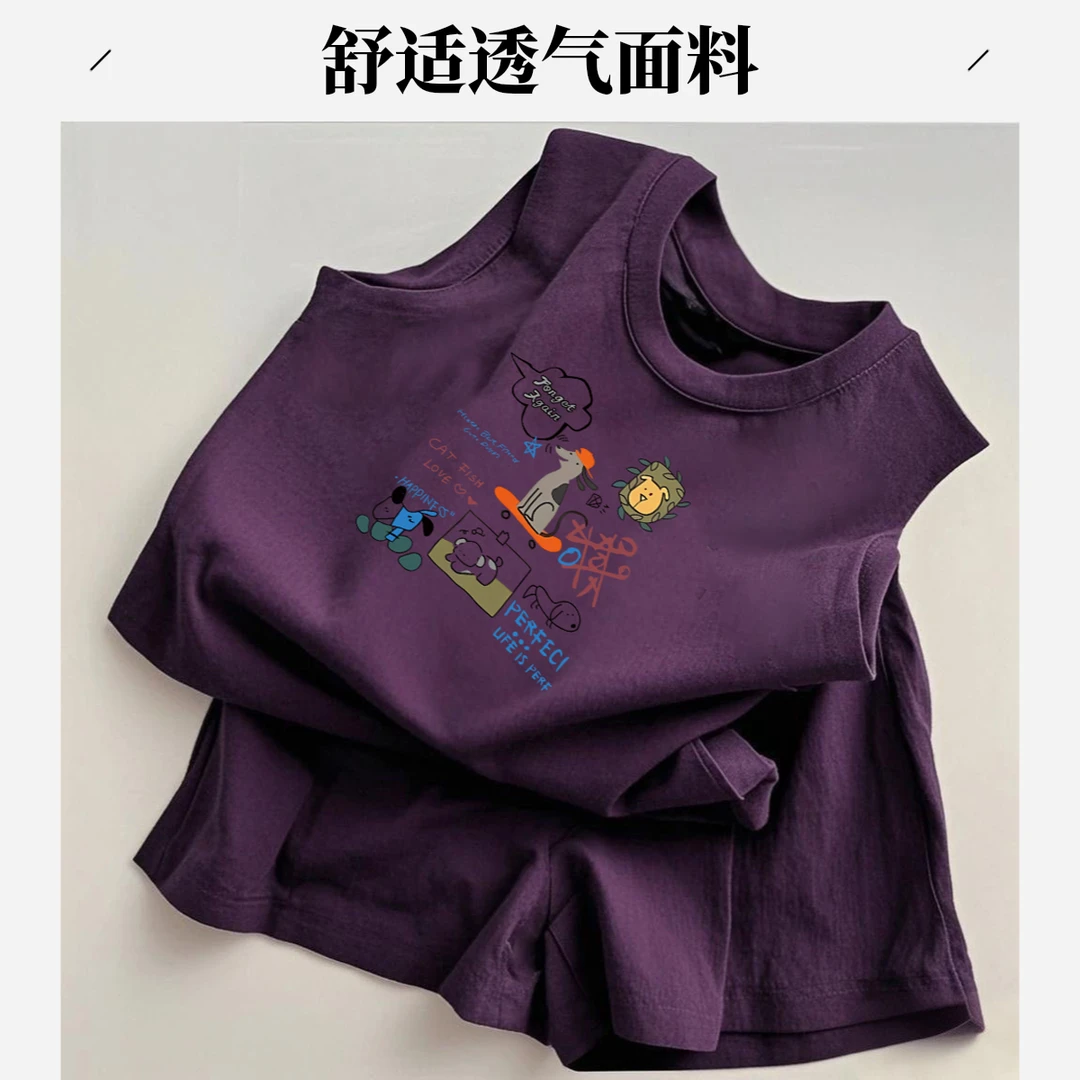 男童2025新款夏季背心套装夏季儿童帅气潮酷小童男宝无袖短裤夏装