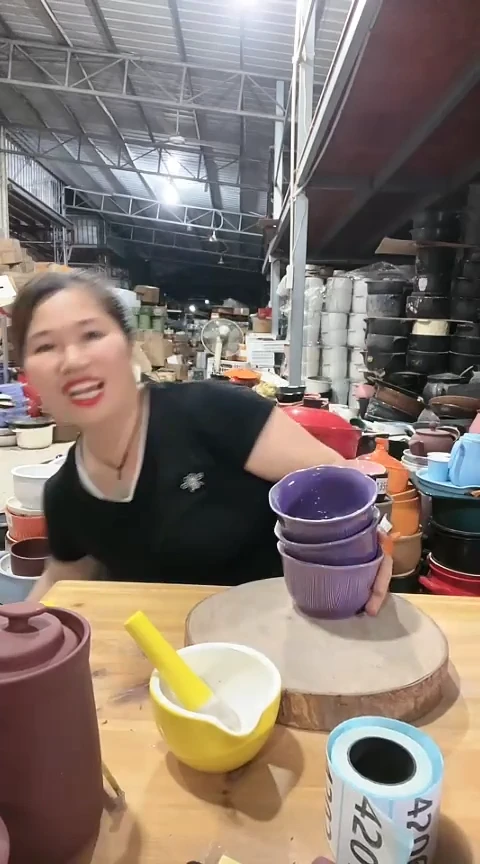 瑕疵紫色米饭碗六个