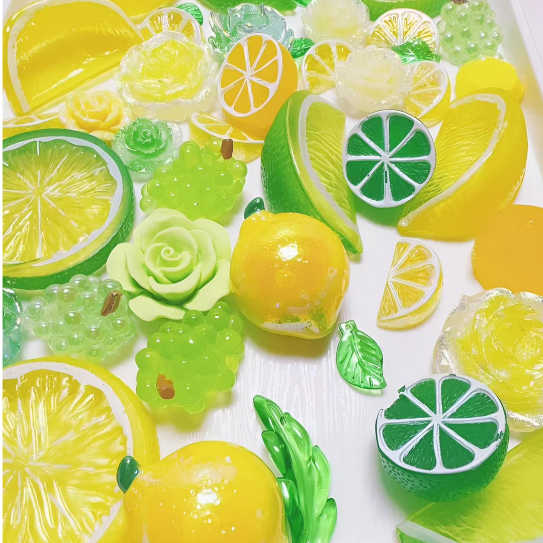 【青柠夏日】大碎冰＋细闪柠檬花花配件手工DIY摆件