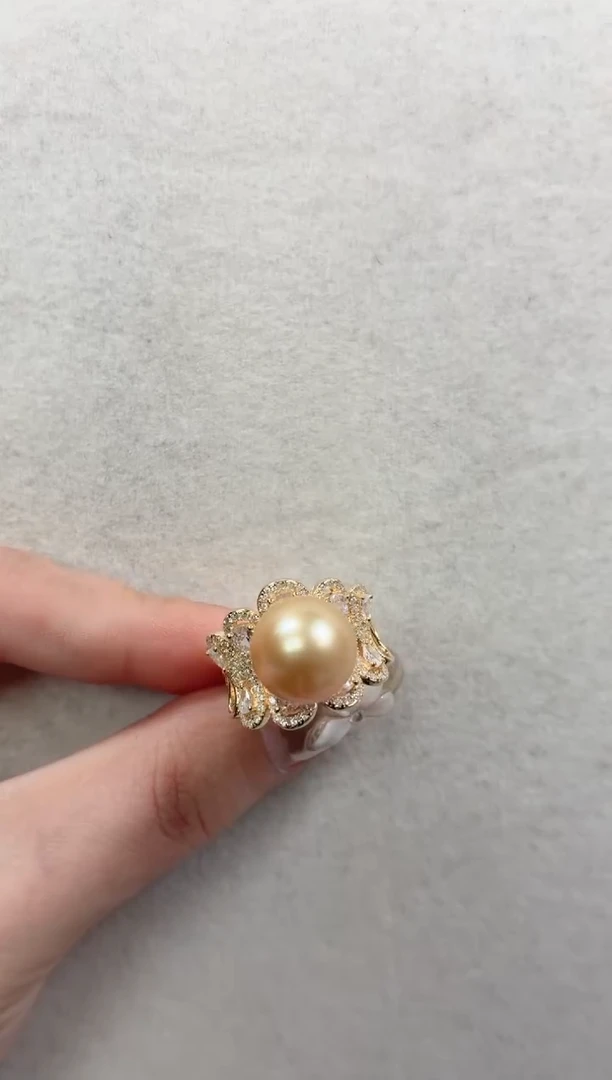 银S925镶嵌戒指海水珍珠q664