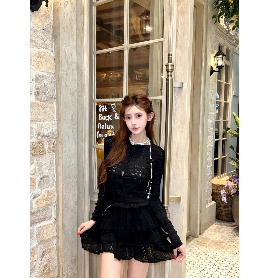 法式甜美高级感时尚长袖上衣女秋季新款高腰显瘦半身裙气质两件套