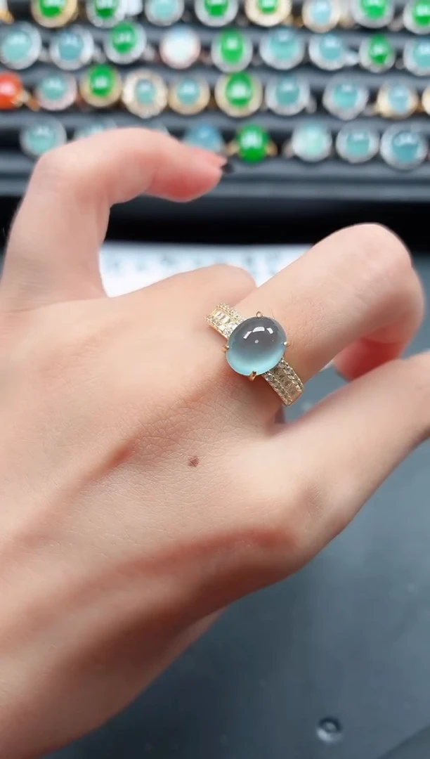 翡翠戒指银S925镶嵌111