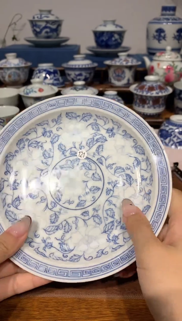 【闪购商品】杯121青花胎裂壶承一块