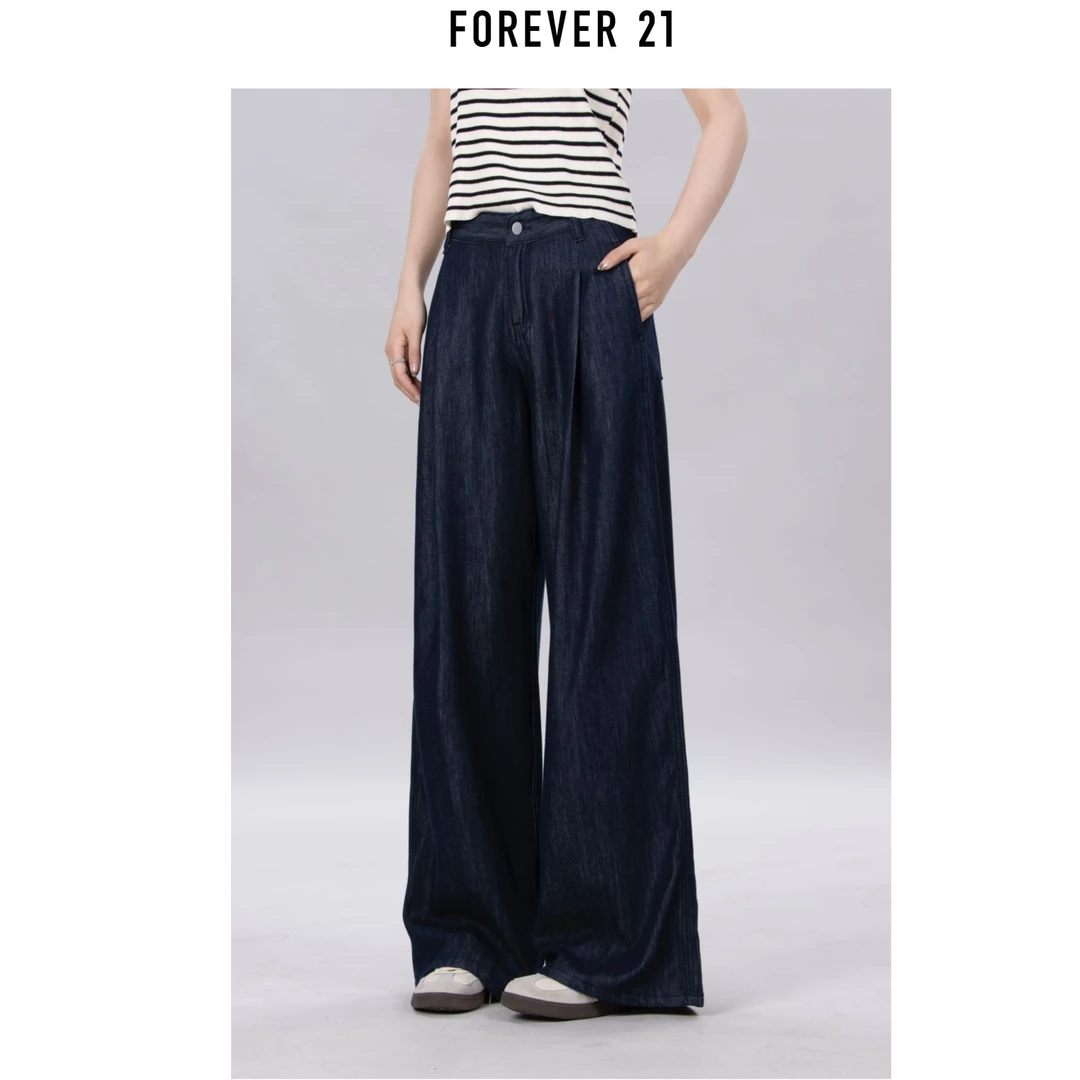 夏季高腰水洗长裤丹宁垂顺牛仔裤休闲裤直筒裤女装显瘦时尚