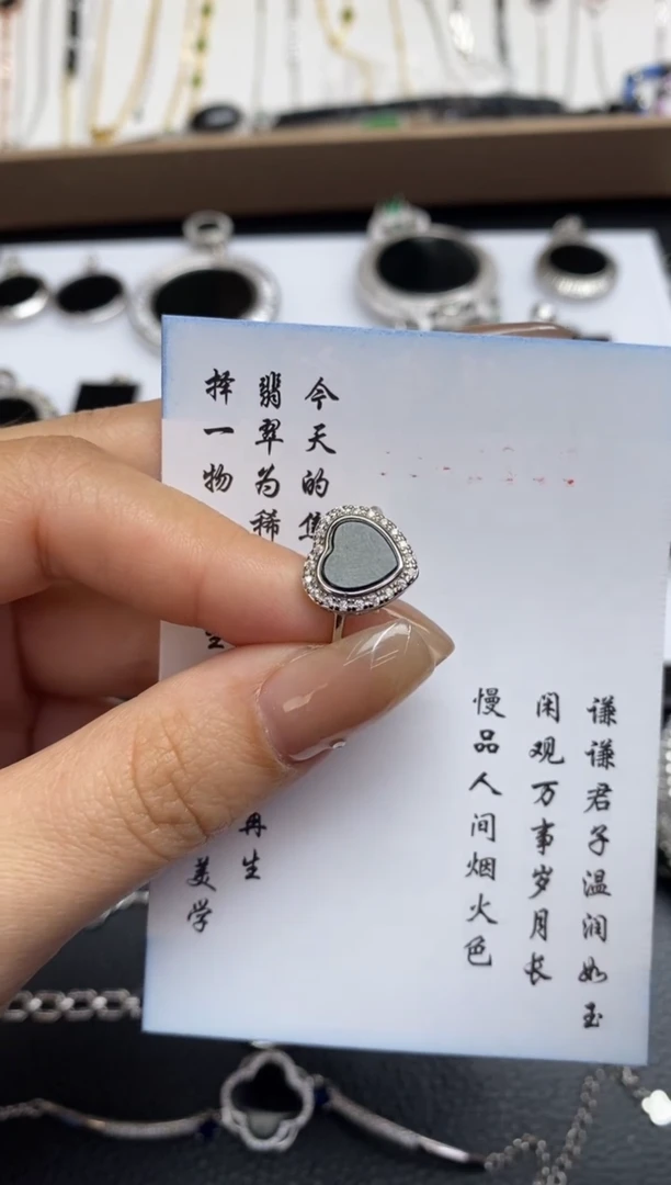 银S925镶嵌定制翡翠翡翠饰品~