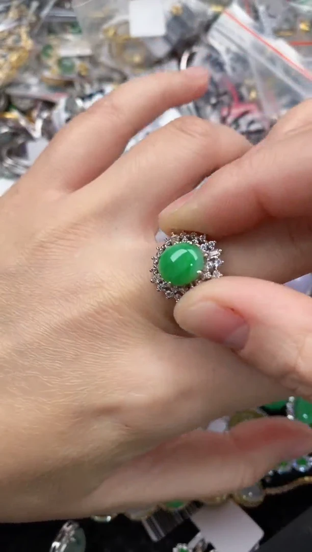 银S925镶嵌戒指翡翠111                9